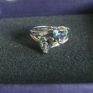 Sterling Silver Heart-Shaped Mystic Topaz Ring